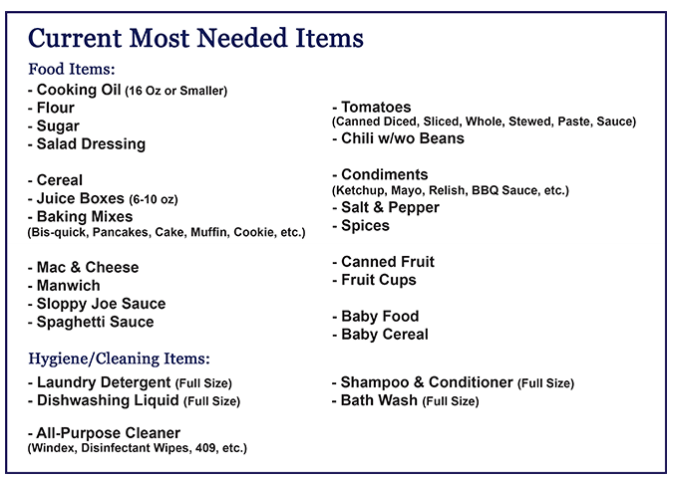 most needed items for frisco family services