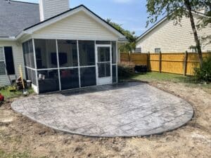 Stamped Colored Stained Round Concrete Patio