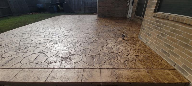 stone stamped patio possibly terra cotta color (3)
